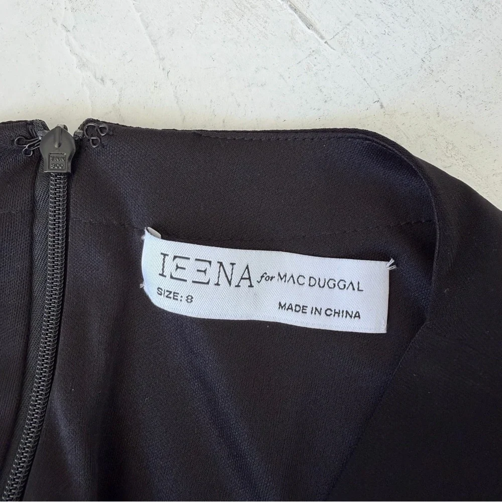 IEENA FOR MAC DUGGAL Black Jersey Asymmetrical Ruched Gown with Rhinestones Sz 8 - Picture 6 of 11